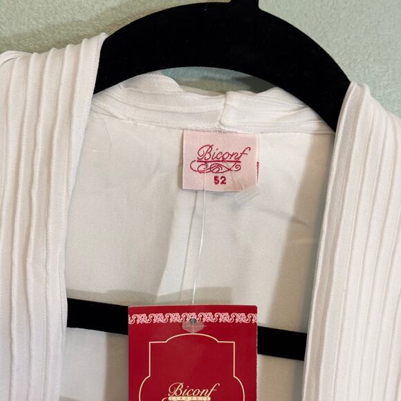 Biconf Satin Nightgown Dress Robe Set Women 52 White Bridal Nightwear ITALY NWT - Picture 15 of 16